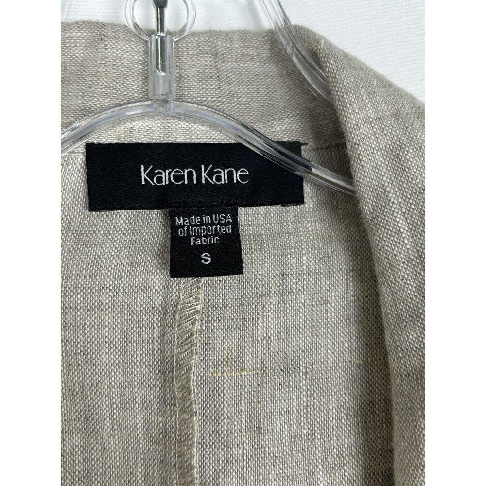 Karen Kane Jacket Women's S Beige Heather Linen Button Front Minimalist Capsule - Picture 3 of 11